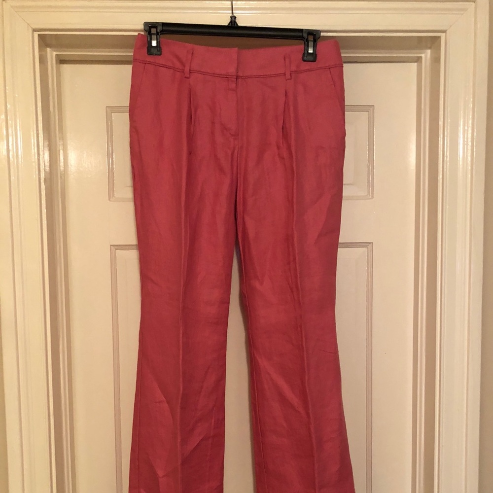 LOFT Marissa Trouser, Size 4, Coral Linen